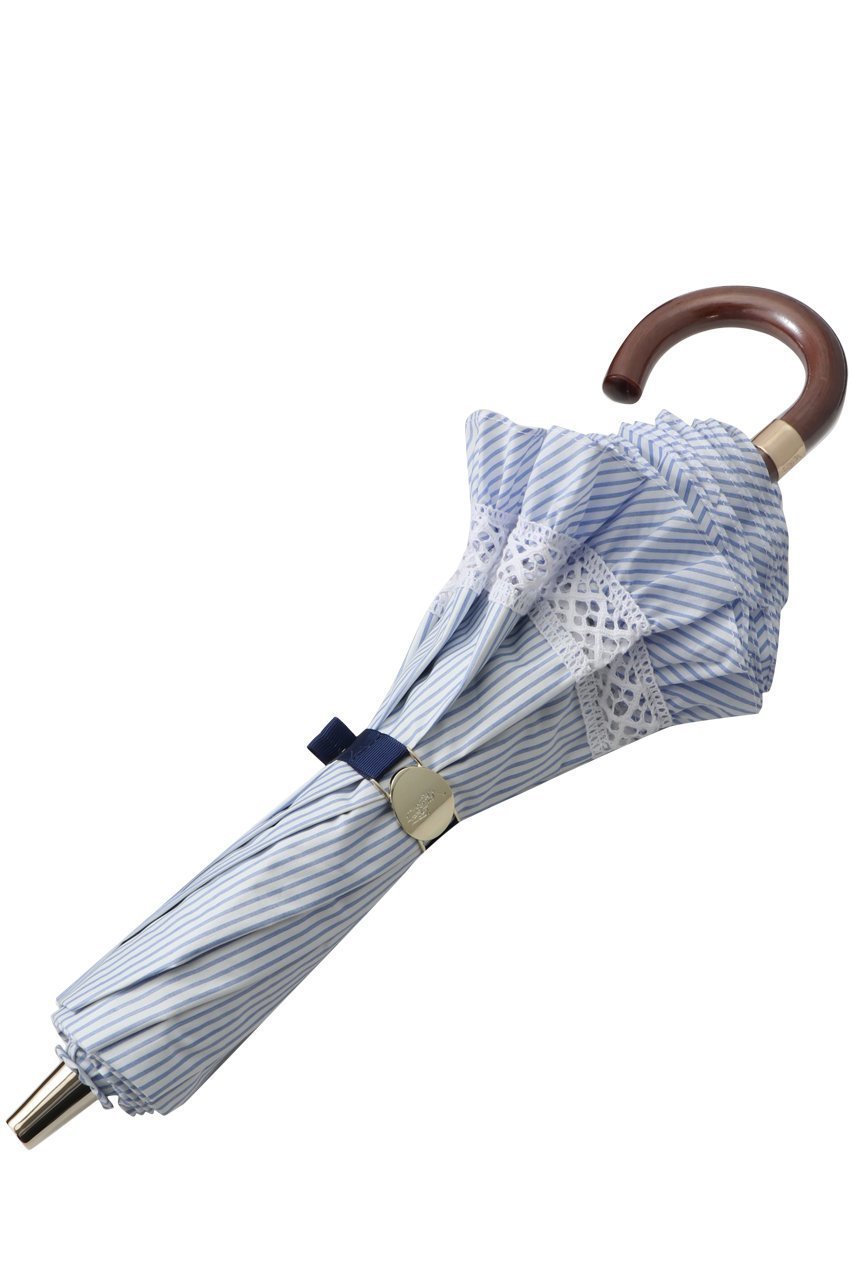 【ポロラルフローレン/POLO RALPH LAUREN】の晴雨兼用 先染めストライプ×フリル楽折傘 人気、トレンドファッション・服の通販 founy(ファニー) 　ファッション　Fashion　レディースファッション　Fashion for Women　レイングッズ・傘・晴雨兼用傘　Umbrellas & Rain Gear　ウッド　Wooden Design　ストライプ　Stripe, Striped Pattern　ハンカチ　Handkerchief, Hanky　フリル　Frill, Ruffle　傘　Umbrella, Parasol　夏　Summer　時計　Watch, Wristwatch　other-2|ID: prp329100004954934 ipo3291000000037178561