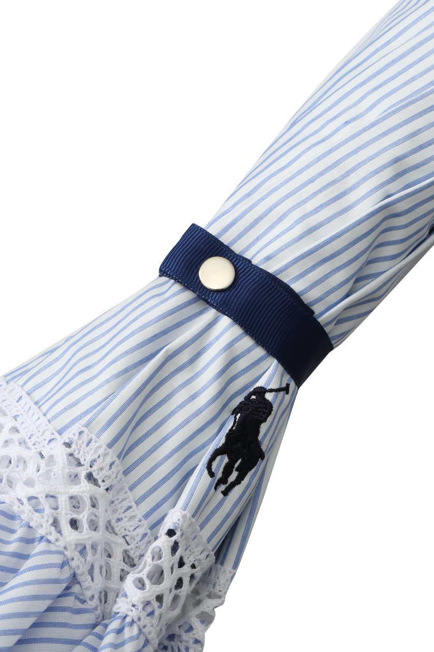 【ポロラルフローレン/POLO RALPH LAUREN】の晴雨兼用 先染めストライプ×フリル楽折傘 人気、トレンドファッション・服の通販 founy(ファニー) 　ファッション　Fashion　レディースファッション　Fashion for Women　レイングッズ・傘・晴雨兼用傘　Umbrellas & Rain Gear　ウッド　Wooden Design　ストライプ　Stripe, Striped Pattern　ハンカチ　Handkerchief, Hanky　フリル　Frill, Ruffle　傘　Umbrella, Parasol　夏　Summer　時計　Watch, Wristwatch　other-3|ID: prp329100004954934 ipo3291000000037178562