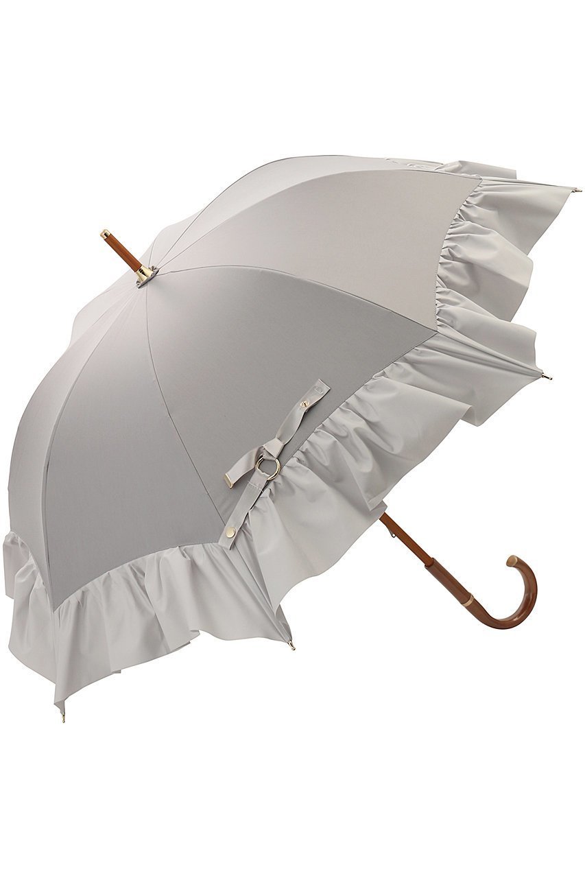 【グレイシー/Gracy】のPeplum Frill 晴雨兼用日傘 ショート長傘 人気、トレンドファッション・服の通販 founy(ファニー) 　ファッション　Fashion　レディースファッション　Fashion for Women　レイングッズ・傘・晴雨兼用傘　Umbrellas & Rain Gear　ウッド　Wooden Design　サテン　Satin, Glossy Fabric　ショート　Short, Short Length　ハンカチ　Handkerchief, Hanky　フェミニン　Feminine, Girly　フリル　Frill, Ruffle　傘　Umbrella, Parasol　夏　Summer　日傘　Parasol, UV Umbrella　春　Spring　S/S・春夏　SS, Spring/Summer, Warm Season　時計　Watch, Wristwatch　 other-1|ID: prp329100004955022 ipo3291000000037179203