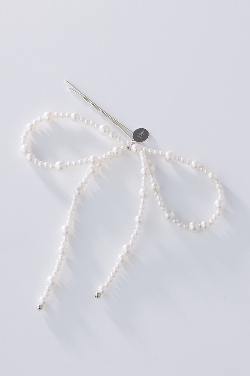 【アデルビジュー  ポップ/POP ADER bijoux】のJuliette pearl ribbon ヘアピン(small) インテリア・キッズ・メンズ・レディースファッション・服の通販 founy(ファニー) 　ファッション　Fashion　レディースファッション　Fashion for Women　シュシュ&ヘアアクセ/ヘアアレンジ　Scrunchies & Hair Accessories　アクセサリー　Fashion Accessories　バレッタ　Barrette, Hair Clip　パール　Pearl, Pearl Accent　モチーフ　Motif, Design Theme　リボン　Ribbon, Bow　ワンポイント　One Point, Statement Accent　ホワイト|ID: prp329100004955271 ipo3291000000037180983