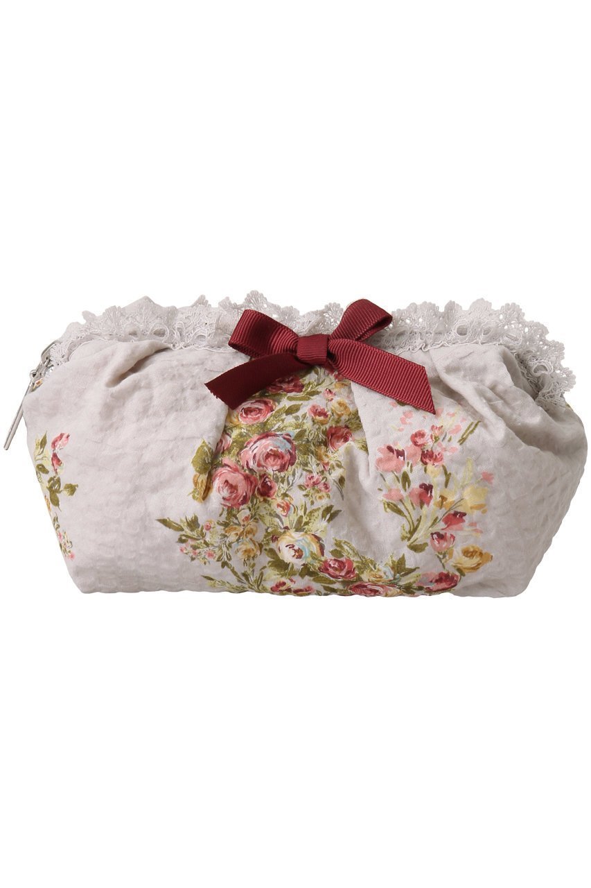 【イクコ/IKUKO】のリップル花柄プリント メイクポーチ 人気、トレンドファッション・服の通販 founy(ファニー) 　ファッション　Fashion　レディースファッション　Fashion for Women　ポーチ&ミニバッグ　Pouches & Mini Bags　アンティーク　Antique-Inspired　フォルム　Silhouette, Form　プリント　Print, Printed Pattern　ポーチ　Pouch, Small Case　リボン　Ribbon, Bow　レース　Lace, Lace Fabric　 other-1|ID: prp329100004955455 ipo3291000000037182289