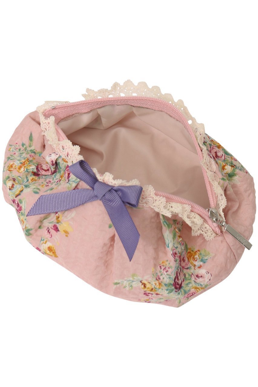 【イクコ/IKUKO】のリップル花柄プリント メイクポーチ 人気、トレンドファッション・服の通販 founy(ファニー) 　ファッション　Fashion　レディースファッション　Fashion for Women　ポーチ&ミニバッグ　Pouches & Mini Bags　アンティーク　Antique-Inspired　フォルム　Silhouette, Form　プリント　Print, Printed Pattern　ポーチ　Pouch, Small Case　リボン　Ribbon, Bow　レース　Lace, Lace Fabric　other-2|ID: prp329100004955455 ipo3291000000037182294