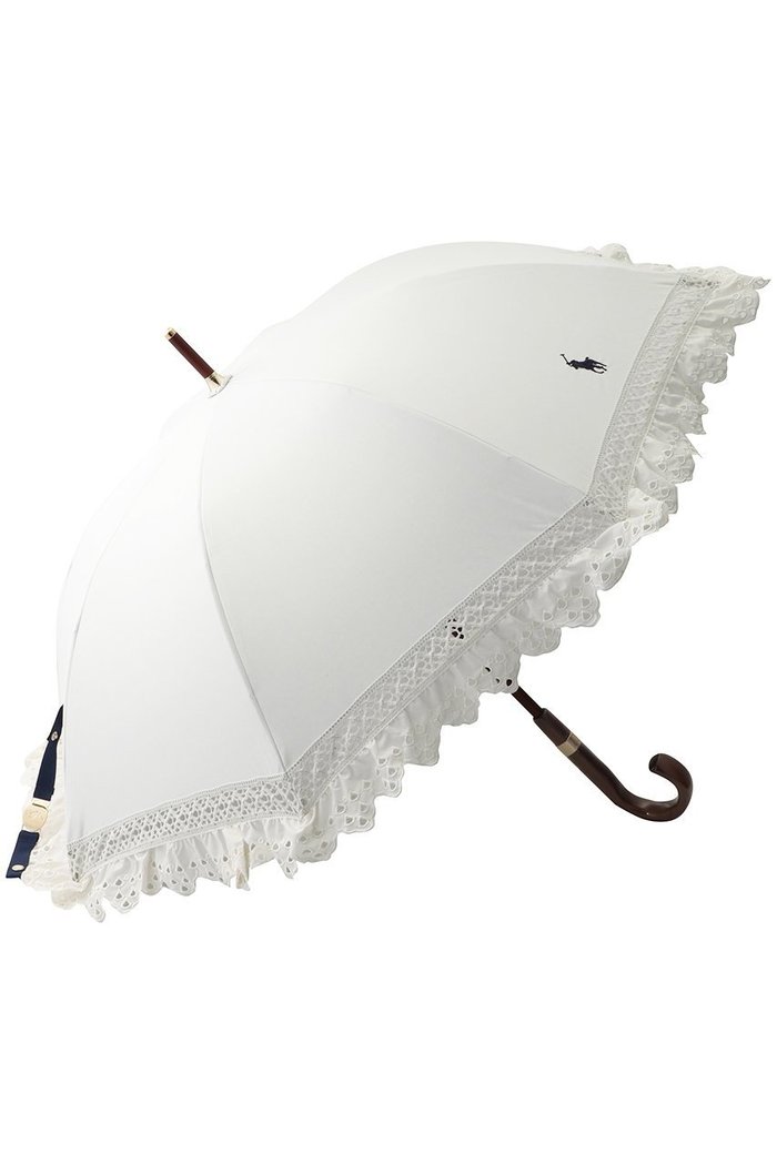 【ポロラルフローレン/POLO RALPH LAUREN】の晴雨兼用エンブロイダリーフリルショート傘 インテリア・キッズ・メンズ・レディースファッション・服の通販 founy(ファウニー) https://founy.com/ ファッション Fashion レディースファッション Fashion for Women レイングッズ・傘・晴雨兼用傘 Umbrellas & Rain Gear ウッド Wooden Design シアー Sheer, See-Through ハンカチ Handkerchief, Hanky フリル Frill, Ruffle レース Lace, Lace Fabric ワンポイント One Point, Statement Accent エレガント 上品 Elegant 傘 Umbrella, Parasol 時計 Watch, Wristwatch |ID: prp329100004955643 ipo3291000000037183557