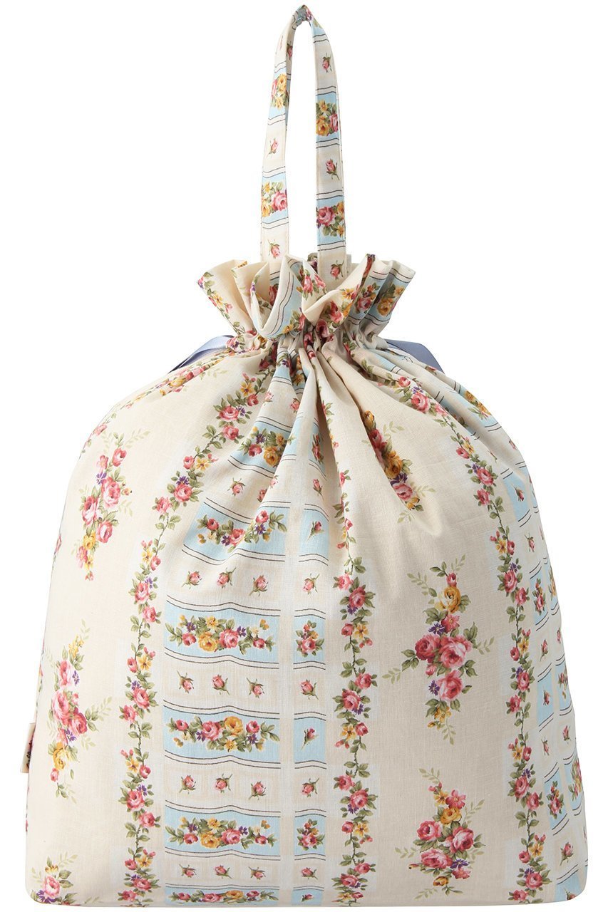 【イクコ/IKUKO】のシングルガーゼ花柄プリント巾着バッグ 人気、トレンドファッション・服の通販 founy(ファニー) 　ファッション　Fashion　レディースファッション　Fashion for Women　バッグ　Bags　ポーチ&ミニバッグ　Pouches & Mini Bags　エレガント 上品　Elegant　プリント　Print, Printed Pattern　ポーチ　Pouch, Small Case　リボン　Ribbon, Bow　巾着　Drawstring Bag, Kinchaku　旅行　Travel　other-3|ID: prp329100004955656 ipo3291000000037183668