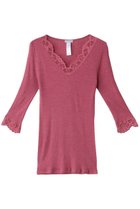 【ハンロ/HANRO】のWOOLEN LACE七分袖 ワインピンク|ID: prp329100004955942 ipo3291000000037185787