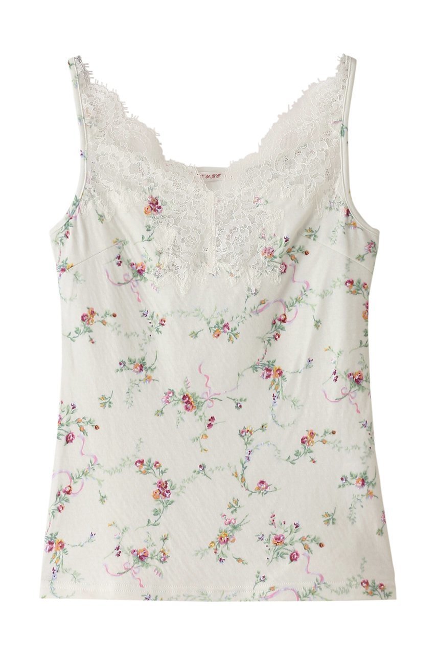 【イクコ/IKUKO】の60接結花柄プリント リバーレースキャミソール インテリア・キッズ・メンズ・レディースファッション・服の通販 founy(ファニー) 　ファッション　Fashion　レディースファッション　Fashion for Women　下着・ランジェリー　Lingerie & Intimates　その他ランジェリー・インナーアイテム　Other Lingerie / Intimates　インナー　Innerwear　キャミソール　Camisole, Spaghetti Strap Top　フィット　Fit, Slim Fit　プリント　Print, Printed Pattern　ランジェリー　Lingerie, Intimate Wear　レース　Lace, Lace Fabric　エレガント 上品　Elegant　ミルク|ID: prp329100004956200 ipo3291000000037188123