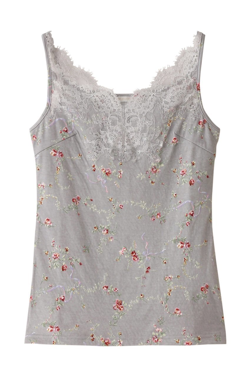 【イクコ/IKUKO】の60接結花柄プリント リバーレースキャミソール インテリア・キッズ・メンズ・レディースファッション・服の通販 founy(ファニー) 　ファッション　Fashion　レディースファッション　Fashion for Women　下着・ランジェリー　Lingerie & Intimates　その他ランジェリー・インナーアイテム　Other Lingerie / Intimates　インナー　Innerwear　キャミソール　Camisole, Spaghetti Strap Top　フィット　Fit, Slim Fit　プリント　Print, Printed Pattern　ランジェリー　Lingerie, Intimate Wear　レース　Lace, Lace Fabric　エレガント 上品　Elegant　グレー|ID: prp329100004956200 ipo3291000000037188124
