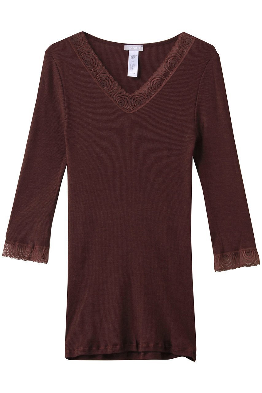 【ハンロ/HANRO】のWOOLEN LACE七分袖 インテリア・キッズ・メンズ・レディースファッション・服の通販 founy(ファニー) 　ファッション　Fashion　レディースファッション　Fashion for Women　下着・ランジェリー　Lingerie & Intimates　その他ランジェリー・インナーアイテム　Other Lingerie / Intimates　インナー　Innerwear　シルク　Silk, 100% Silk　ジャカード／ジャガード　Jacquard, Woven Pattern　ランジェリー　Lingerie, Intimate Wear　レース　Lace, Lace Fabric　A/W・秋冬　Autumn/Winter　ブラウン|ID: prp329100004956530 ipo3291000000037191019