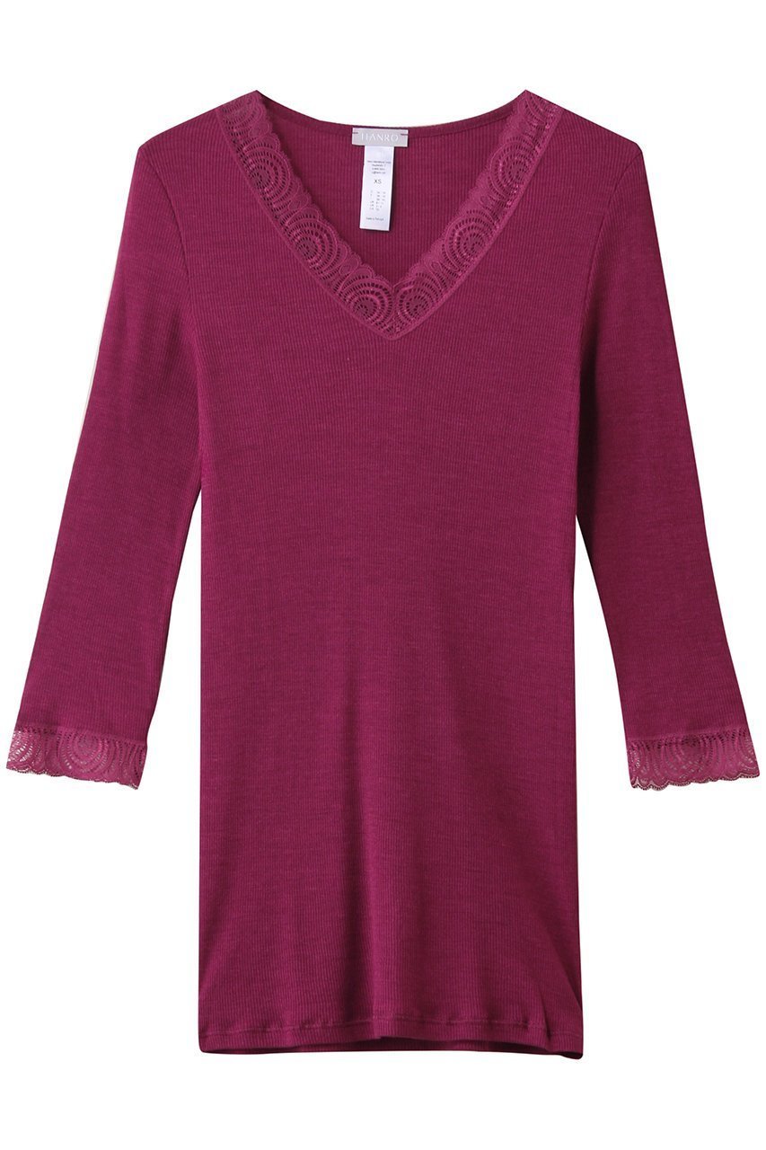 【ハンロ/HANRO】のWOOLEN LACE七分袖 インテリア・キッズ・メンズ・レディースファッション・服の通販 founy(ファニー) 　ファッション　Fashion　レディースファッション　Fashion for Women　下着・ランジェリー　Lingerie & Intimates　その他ランジェリー・インナーアイテム　Other Lingerie / Intimates　インナー　Innerwear　シルク　Silk, 100% Silk　ジャカード／ジャガード　Jacquard, Woven Pattern　ランジェリー　Lingerie, Intimate Wear　レース　Lace, Lace Fabric　A/W・秋冬　Autumn/Winter　ピンクトルマリン|ID: prp329100004956530 ipo3291000000037191020