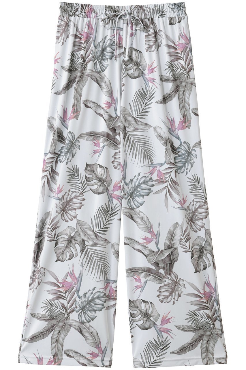 【レイール/Reir】の【San-ai Resort】ロングパンツ インテリア・キッズ・メンズ・レディースファッション・服の通販 founy(ファニー) 　ファッション　Fashion　レディースファッション　Fashion for Women　水着　Swimwear　レディース水着・ビーチウェア　Swimwear & Beachwear　おすすめ　Recommended / Our Picks　なめらか　Smooth, Silky Texture　シャーリング　Shirring, Ruched　スポーツ　Sports, Activewear　ビーチ　Beach, Seaside　プリント　Print, Printed Pattern　リゾート　Resort, Vacation Style　リラックス　Relax, Relaxed Fit　リーフ　Leaf, Botanical Leaf　ロング　Long, Long-Length　ワイド　Wide, Wide Fit　ヴィンテージ　Vintage Style　水着　Swimsuit, Swimwear　ホワイト|ID: prp329100004956670 ipo3291000000037192596