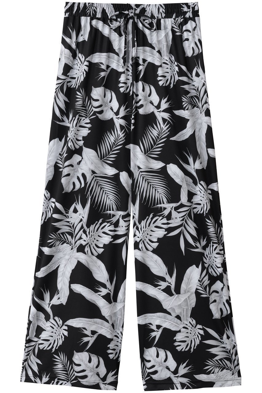 【レイール/Reir】の【San-ai Resort】ロングパンツ インテリア・キッズ・メンズ・レディースファッション・服の通販 founy(ファニー) 　ファッション　Fashion　レディースファッション　Fashion for Women　水着　Swimwear　レディース水着・ビーチウェア　Swimwear & Beachwear　おすすめ　Recommended / Our Picks　なめらか　Smooth, Silky Texture　シャーリング　Shirring, Ruched　スポーツ　Sports, Activewear　ビーチ　Beach, Seaside　プリント　Print, Printed Pattern　リゾート　Resort, Vacation Style　リラックス　Relax, Relaxed Fit　リーフ　Leaf, Botanical Leaf　ロング　Long, Long-Length　ワイド　Wide, Wide Fit　ヴィンテージ　Vintage Style　水着　Swimsuit, Swimwear　ブラック|ID: prp329100004956670 ipo3291000000037192597