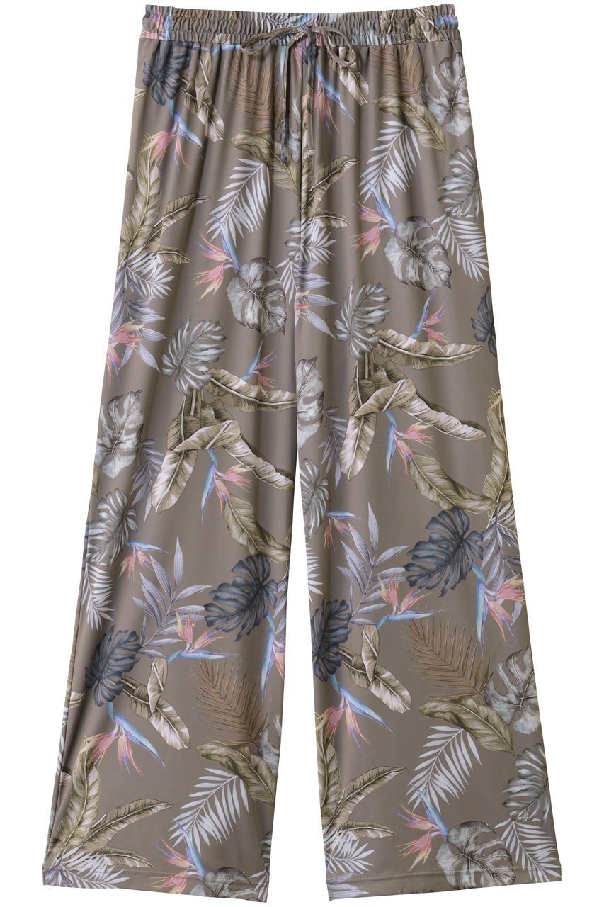 【レイール/Reir】の【San-ai Resort】ロングパンツ インテリア・キッズ・メンズ・レディースファッション・服の通販 founy(ファニー) 　ファッション　Fashion　レディースファッション　Fashion for Women　水着　Swimwear　レディース水着・ビーチウェア　Swimwear & Beachwear　おすすめ　Recommended / Our Picks　なめらか　Smooth, Silky Texture　シャーリング　Shirring, Ruched　スポーツ　Sports, Activewear　ビーチ　Beach, Seaside　プリント　Print, Printed Pattern　リゾート　Resort, Vacation Style　リラックス　Relax, Relaxed Fit　リーフ　Leaf, Botanical Leaf　ロング　Long, Long-Length　ワイド　Wide, Wide Fit　ヴィンテージ　Vintage Style　水着　Swimsuit, Swimwear　カーキ|ID: prp329100004956670 ipo3291000000037192598