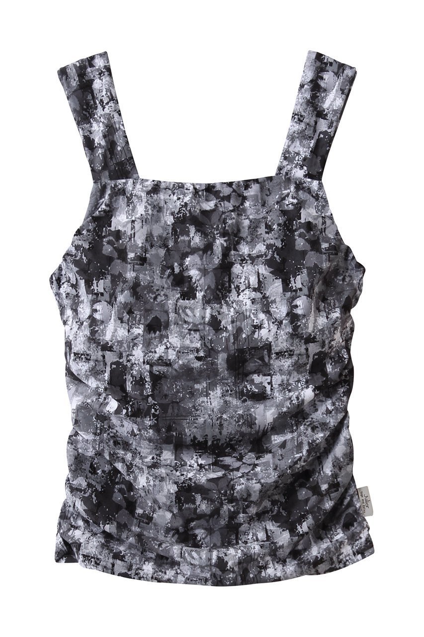 【ジュリエ/Julier】のsandflowerプリントミドルトップス インテリア・キッズ・メンズ・レディースファッション・服の通販 founy(ファニー) 　ファッション　Fashion　レディースファッション　Fashion for Women　トップス・カットソー　Cut & Sew Tops　スポーツウェア　Functional & Stylish Sportswear　スポーツ トップス　Athletic Tops / Workout Tops / Training Shirts　おすすめ　Recommended / Our Picks　ギャザー　Gathered, Ruffled　コンパクト　Compact, Small Size　スクエア　Square, Square Shape　スポーツ　Sports, Activewear　デコルテ　Décolleté, Neckline　フラワー　Flower, Floral　ヨガ　Yoga, Yoga Wear　ワイド　Wide, Wide Fit　ワーク　Workwear, Utility Style　エレガント 上品　Elegant　グレー系|ID: prp329100004956690 ipo3291000000037192790