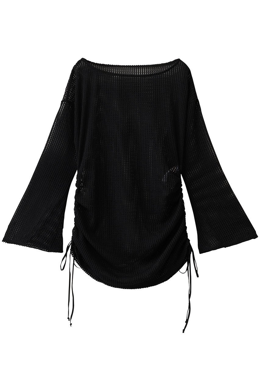 【レイール/Reir】の【San-ai Resort】ニットレーストップス インテリア・キッズ・メンズ・レディースファッション・服の通販 founy(ファニー) 　ファッション　Fashion　レディースファッション　Fashion for Women　トップス・カットソー　Cut & Sew Tops　ニット　Knit Tops & Sweaters　スポーツウェア　Functional & Stylish Sportswear　スポーツ トップス　Athletic Tops / Workout Tops / Training Shirts　ギャザー　Gathered, Ruffled　スポーツ　Sports, Activewear　スリーブ　Sleeve, Long Sleeve / Short Sleeve　トレンド　Trend, Trending Now　リラックス　Relax, Relaxed Fit　ルーズ　Loose, Oversized　ブラック|ID: prp329100004956695 ipo3291000000037192862