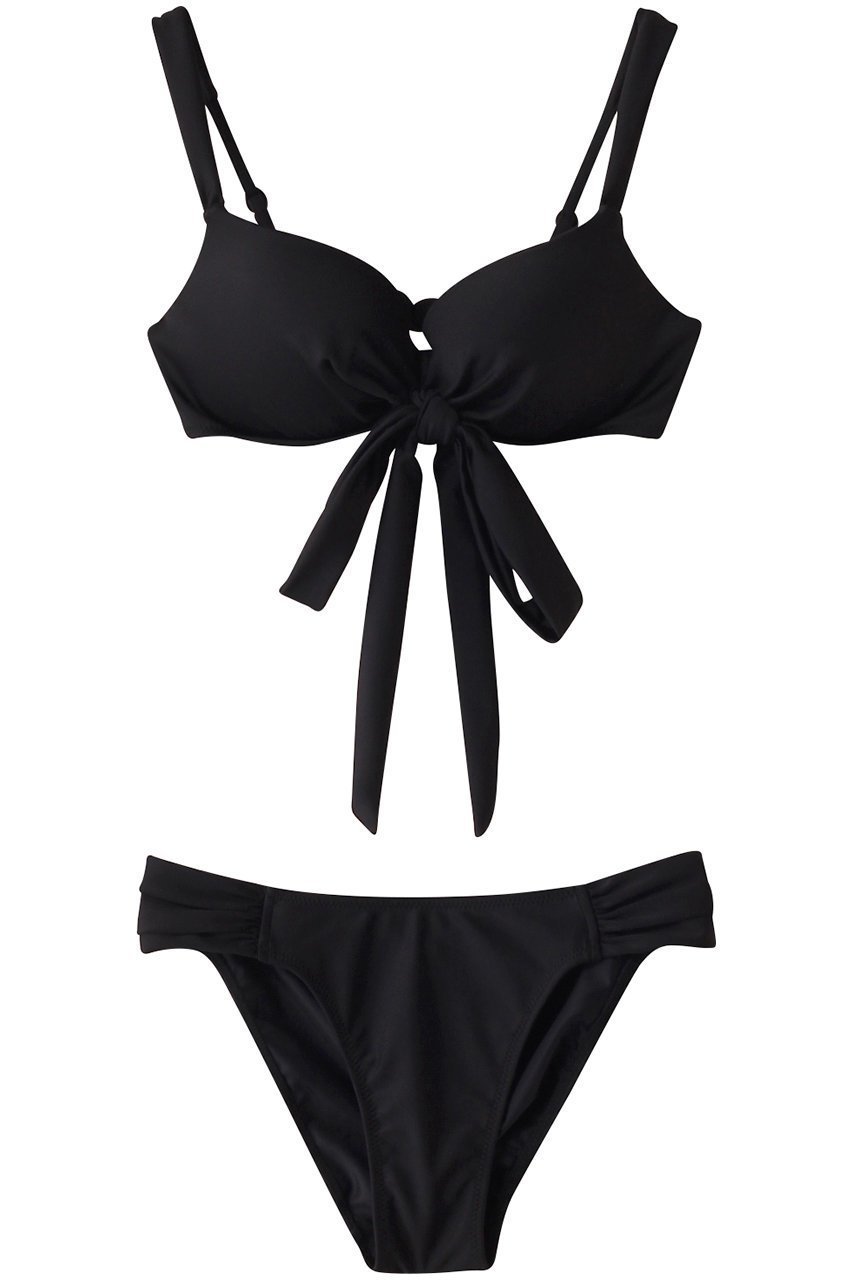 【レイール/Reir】のダブルアップ無地ビキニ インテリア・キッズ・メンズ・レディースファッション・服の通販 founy(ファニー) 　ファッション　Fashion　レディースファッション　Fashion for Women　水着　Swimwear　レディース水着・ビーチウェア　Swimwear & Beachwear　おすすめ　Recommended / Our Picks　ショーツ　Shorts, Short Pants　スポーツ　Sports, Activewear　ダブル　Double, Double-Breasted　ビキニ　Bikini, Two-Piece Swimsuit　フロント　Front, Front Design　リゾート　Resort, Vacation Style　リボン　Ribbon, Bow　ワイヤー　Wire, Wired Bra　水着　Swimsuit, Swimwear　無地　Plain, Solid Color　ブラック|ID: prp329100004956735 ipo3291000000037193286
