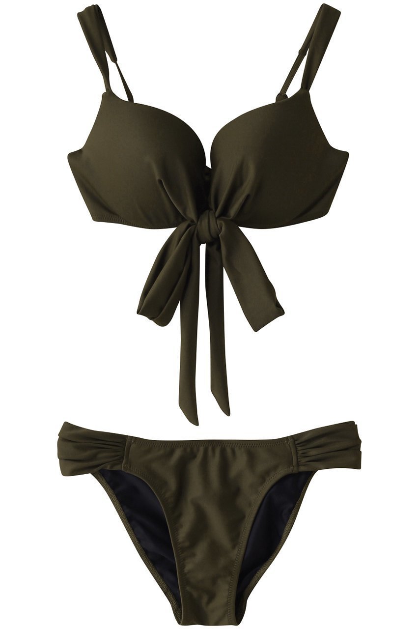 【レイール/Reir】のダブルアップ無地ビキニ インテリア・キッズ・メンズ・レディースファッション・服の通販 founy(ファニー) 　ファッション　Fashion　レディースファッション　Fashion for Women　水着　Swimwear　レディース水着・ビーチウェア　Swimwear & Beachwear　おすすめ　Recommended / Our Picks　ショーツ　Shorts, Short Pants　スポーツ　Sports, Activewear　ダブル　Double, Double-Breasted　ビキニ　Bikini, Two-Piece Swimsuit　フロント　Front, Front Design　リゾート　Resort, Vacation Style　リボン　Ribbon, Bow　ワイヤー　Wire, Wired Bra　水着　Swimsuit, Swimwear　無地　Plain, Solid Color　カーキ|ID: prp329100004956735 ipo3291000000037193288