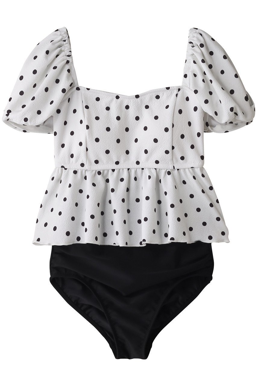 【レイール/Reir】のDotパフスリーブ インテリア・キッズ・メンズ・レディースファッション・服の通販 founy(ファニー) 　ファッション　Fashion　レディースファッション　Fashion for Women　水着　Swimwear　レディース水着・ビーチウェア　Swimwear & Beachwear　スポーツ　Sports, Activewear　スリーブ　Sleeve, Long Sleeve / Short Sleeve　ドット　Polka Dot, Dot Pattern　ビーチ　Beach, Seaside　ペプラム　Peplum, Flared Hem　水着　Swimsuit, Swimwear　ホワイト|ID: prp329100004956741 ipo3291000000037193366