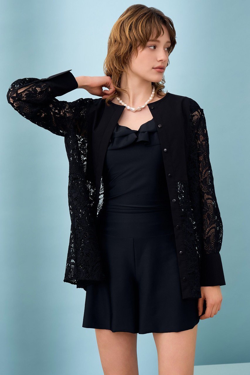 【レイール/Reir】のANAYI x Reir 限定ワンピース水着 ショートパンツセット インテリア・キッズ・メンズ・レディースファッション・服の通販 founy(ファニー) 　ファッション　Fashion　レディースファッション　Fashion for Women　水着　Swimwear　レディース水着・ビーチウェア　Swimwear & Beachwear　カッティング　Cutting Detail　ショート　Short, Short Length　スポーツ　Sports, Activewear　フェミニン　Feminine, Girly　フリル　Frill, Ruffle　リゾート　Resort, Vacation Style　リボン　Ribbon, Bow　巾着　Drawstring Bag, Kinchaku　水着　Swimsuit, Swimwear　ブラック|ID: prp329100004956750 ipo3291000000037193430