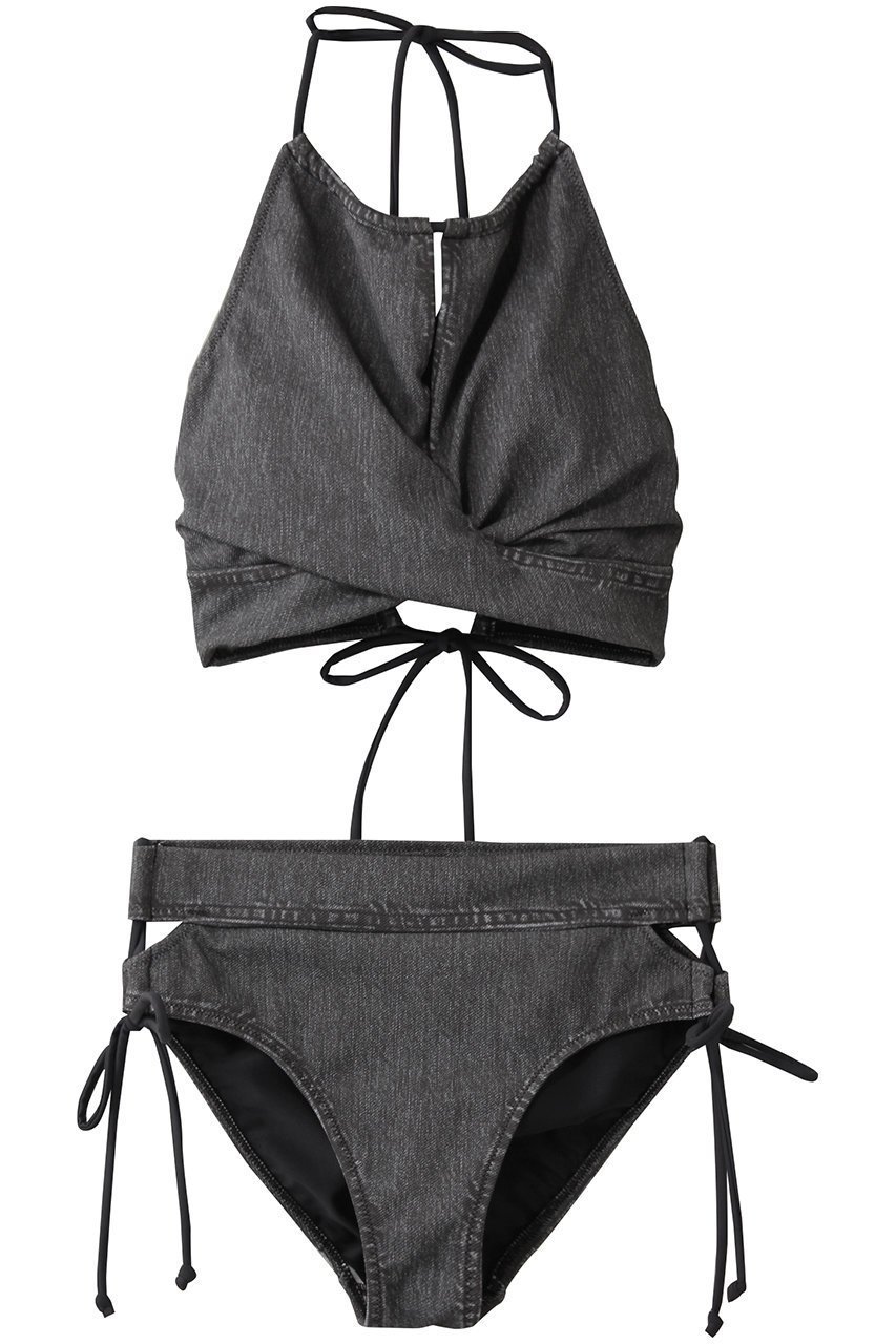 【レイール/Reir】の【San-ai Resort】ハイネックノンワイヤービキニ インテリア・キッズ・メンズ・レディースファッション・服の通販 founy(ファニー) 　ファッション　Fashion　レディースファッション　Fashion for Women　水着　Swimwear　レディース水着・ビーチウェア　Swimwear & Beachwear　クール　Cool, Chic　ショーツ　Shorts, Short Pants　スポーツ　Sports, Activewear　スリット　Slit, Slit Detail　デコルテ　Décolleté, Neckline　デニム　Denim, Jeans Material　ハイネック　High Neck, Mock Neck　プリント　Print, Printed Pattern　リボン　Ribbon, Bow　リラックス　Relax, Relaxed Fit　ワイヤー　Wire, Wired Bra　人気　Popular, Best Seller　水着　Swimsuit, Swimwear　ブラック|ID: prp329100004956769 ipo3291000000037193601