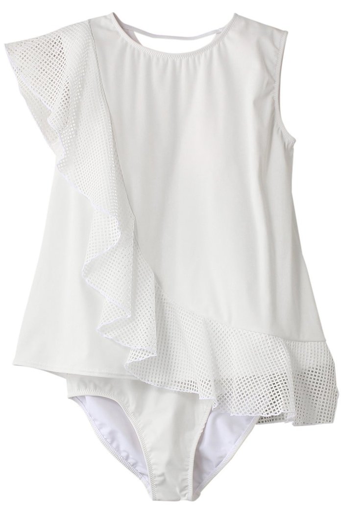 【レイール/Reir】の【San-ai Resort】アシンメトリートップス水着 インテリア・キッズ・メンズ・レディースファッション・服の通販 founy(ファニー) https://founy.com/ ファッション Fashion レディースファッション Fashion for Women 水着 Swimwear レディース水着・ビーチウェア Swimwear & Beachwear アシンメトリー Asymmetrical Style スポーツ Sports, Activewear フレア Flare, Flared メッシュ Mesh, Net Fabric ラッフル Ruffle, Frill 水着 Swimsuit, Swimwear 無地 Plain, Solid Color |ID: prp329100004956814 ipo3291000000037193989