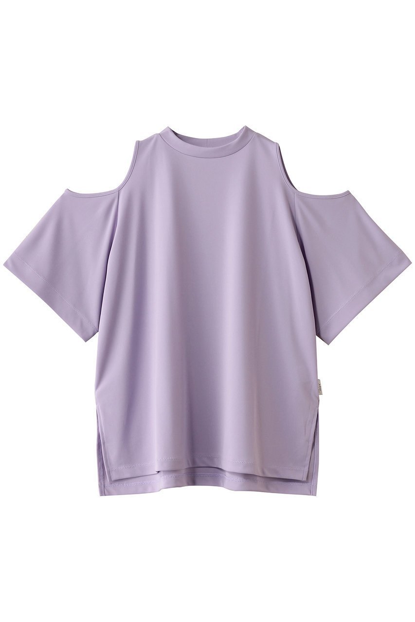 【ジュリエ/Julier】のフロウスムースオープンショルダープルオーバー インテリア・キッズ・メンズ・レディースファッション・服の通販 founy(ファニー) 　ファッション　Fashion　レディースファッション　Fashion for Women　トップス・カットソー　Cut & Sew Tops　カジュアルプルオーバー・ニットトップス　Pullovers & Knit Tops / Casual Pullovers　スポーツウェア　Functional & Stylish Sportswear　スポーツ トップス　Athletic Tops / Workout Tops / Training Shirts　ショルダー　Shoulder, Shoulder Strap　スポーツ　Sports, Activewear　スリット　Slit, Slit Detail　ハイネック　High Neck, Mock Neck　フロント　Front, Front Design　ヨガ　Yoga, Yoga Wear　ロング　Long, Long-Length　ワーク　Workwear, Utility Style　エレガント 上品　Elegant　ラベンダー|ID: prp329100004956848 ipo3291000000037194248