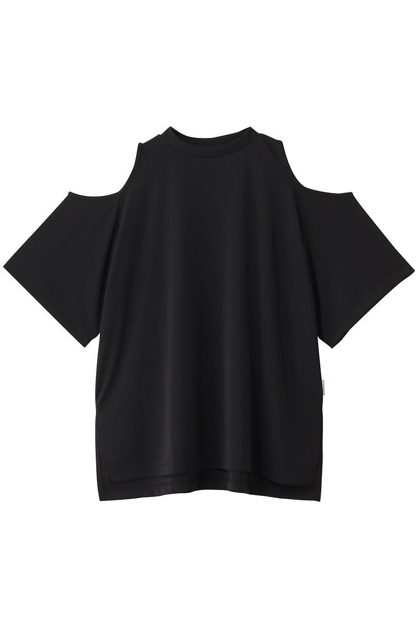 【ジュリエ/Julier】のフロウスムースオープンショルダープルオーバー インテリア・キッズ・メンズ・レディースファッション・服の通販 founy(ファニー) 　ファッション　Fashion　レディースファッション　Fashion for Women　トップス・カットソー　Cut & Sew Tops　カジュアルプルオーバー・ニットトップス　Pullovers & Knit Tops / Casual Pullovers　スポーツウェア　Functional & Stylish Sportswear　スポーツ トップス　Athletic Tops / Workout Tops / Training Shirts　ショルダー　Shoulder, Shoulder Strap　スポーツ　Sports, Activewear　スリット　Slit, Slit Detail　ハイネック　High Neck, Mock Neck　フロント　Front, Front Design　ヨガ　Yoga, Yoga Wear　ロング　Long, Long-Length　ワーク　Workwear, Utility Style　エレガント 上品　Elegant　ブラック|ID: prp329100004956848 ipo3291000000037194250