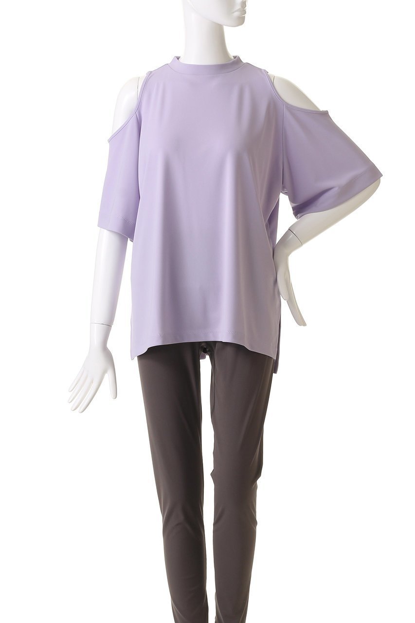 【ジュリエ/Julier】のフロウスムースオープンショルダープルオーバー 人気、トレンドファッション・服の通販 founy(ファニー) 　ファッション　Fashion　レディースファッション　Fashion for Women　トップス・カットソー　Cut & Sew Tops　カジュアルプルオーバー・ニットトップス　Pullovers & Knit Tops / Casual Pullovers　スポーツウェア　Functional & Stylish Sportswear　スポーツ トップス　Athletic Tops / Workout Tops / Training Shirts　ショルダー　Shoulder, Shoulder Strap　スポーツ　Sports, Activewear　スリット　Slit, Slit Detail　ハイネック　High Neck, Mock Neck　フロント　Front, Front Design　ヨガ　Yoga, Yoga Wear　ロング　Long, Long-Length　ワーク　Workwear, Utility Style　エレガント 上品　Elegant　other-2|ID: prp329100004956848 ipo3291000000037194252