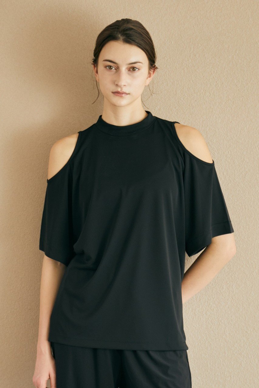 【ジュリエ/Julier】のフロウスムースオープンショルダープルオーバー 人気、トレンドファッション・服の通販 founy(ファニー) 　ファッション　Fashion　レディースファッション　Fashion for Women　トップス・カットソー　Cut & Sew Tops　カジュアルプルオーバー・ニットトップス　Pullovers & Knit Tops / Casual Pullovers　スポーツウェア　Functional & Stylish Sportswear　スポーツ トップス　Athletic Tops / Workout Tops / Training Shirts　ショルダー　Shoulder, Shoulder Strap　スポーツ　Sports, Activewear　スリット　Slit, Slit Detail　ハイネック　High Neck, Mock Neck　フロント　Front, Front Design　ヨガ　Yoga, Yoga Wear　ロング　Long, Long-Length　ワーク　Workwear, Utility Style　エレガント 上品　Elegant　other-8|ID: prp329100004956848 ipo3291000000037194263