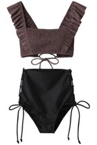 【レイール/Reir】の無地シャーリングフリルビキニ ブラウン|ID: prp329100004956881 ipo3291000000037194506