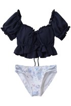【レイール/Reir】の【San-ai Resort】【楽盛り水着】パフスリーブワイヤービキニ ネイビー|ID: prp329100004957160 ipo3291000000037196514