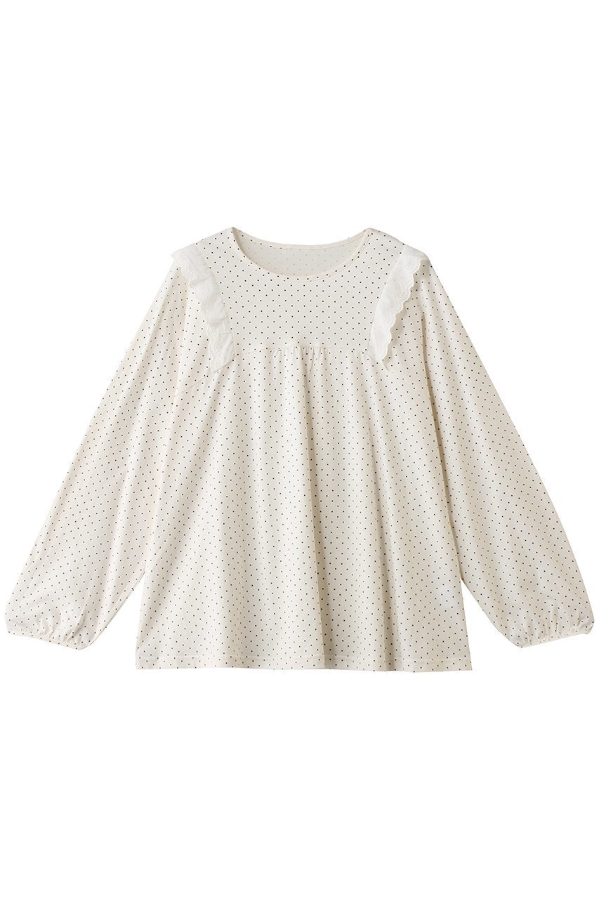 【キッドブルー/KID BLUE】の26ドットエンブレーストップス インテリア・キッズ・メンズ・レディースファッション・服の通販 founy(ファニー) 　ファッション　Fashion　レディースファッション　Fashion for Women　トップス・カットソー　Cut & Sew Tops　シンプル　Simple, Minimal　スリーブ　Sleeve, Long Sleeve / Short Sleeve　セットアップ　Set-Up, Coordinated Outfit　トレンド　Trend, Trending Now　ドット　Polka Dot, Dot Pattern　パジャマ　Pajamas, Sleepwear　フェミニン　Feminine, Girly　ボトム　Bottoms, Lower Wear　レース　Lace, Lace Fabric　エレガント 上品　Elegant　アイボリー|ID: prp329100004957271 ipo3291000000037197400