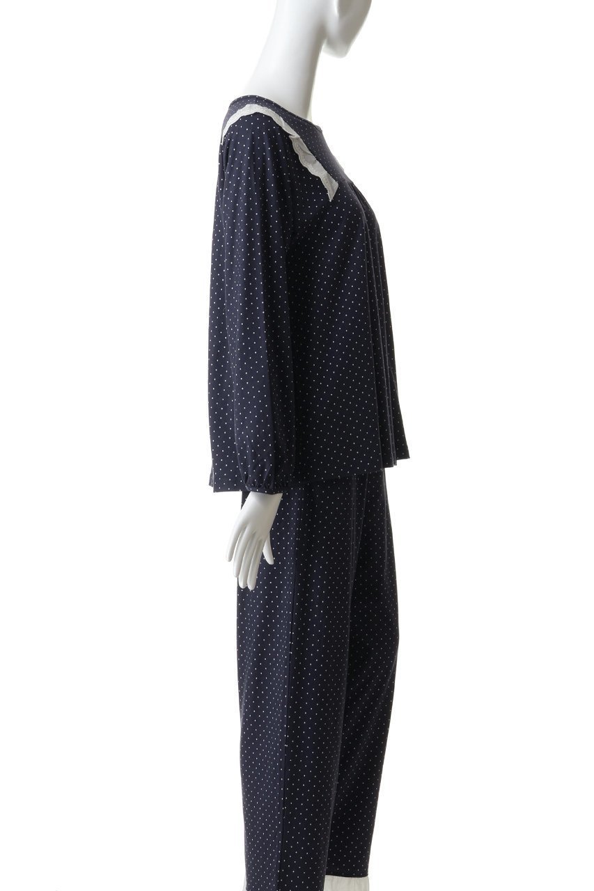 【キッドブルー/KID BLUE】の26ドットエンブレーストップス 人気、トレンドファッション・服の通販 founy(ファニー) 　ファッション　Fashion　レディースファッション　Fashion for Women　トップス・カットソー　Cut & Sew Tops　シンプル　Simple, Minimal　スリーブ　Sleeve, Long Sleeve / Short Sleeve　セットアップ　Set-Up, Coordinated Outfit　トレンド　Trend, Trending Now　ドット　Polka Dot, Dot Pattern　パジャマ　Pajamas, Sleepwear　フェミニン　Feminine, Girly　ボトム　Bottoms, Lower Wear　レース　Lace, Lace Fabric　エレガント 上品　Elegant　other-3|ID: prp329100004957271 ipo3291000000037197403