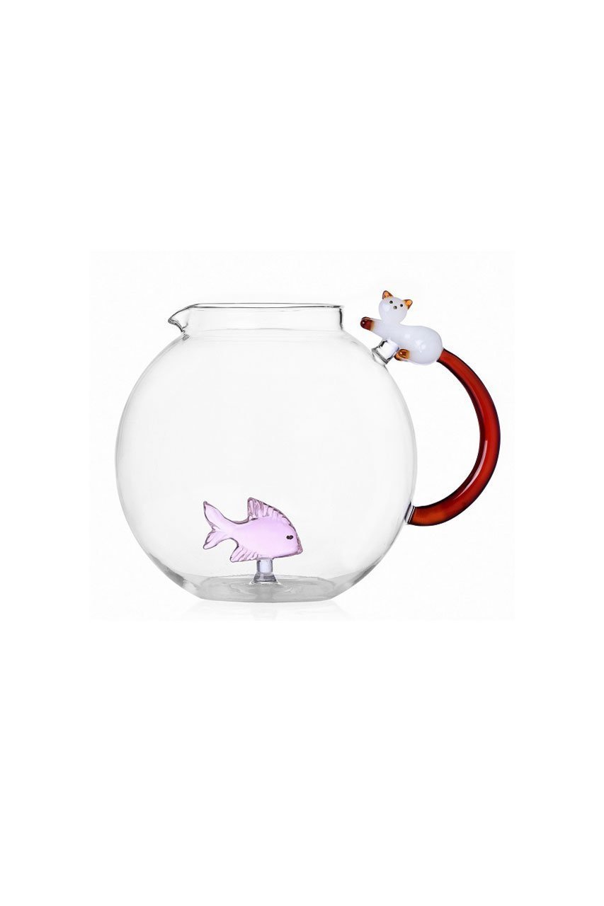 【イッケンドルフ/ICHENDORF / GOODS】のTabby cat ジャグ 2.4L ピンクフィッシュ & ホワイトキャット with アンバーテール インテリア・キッズ・メンズ・レディースファッション・服の通販 founy(ファニー) 　イタリア　Italy　ガラス　Glass, Glassware　シンプル　Simple, Minimal　テーブル　Table, Dining Table　ミラノ　Milano Style, Italian-Inspired　-|ID: prp329100004958150 ipo3291000000037202639