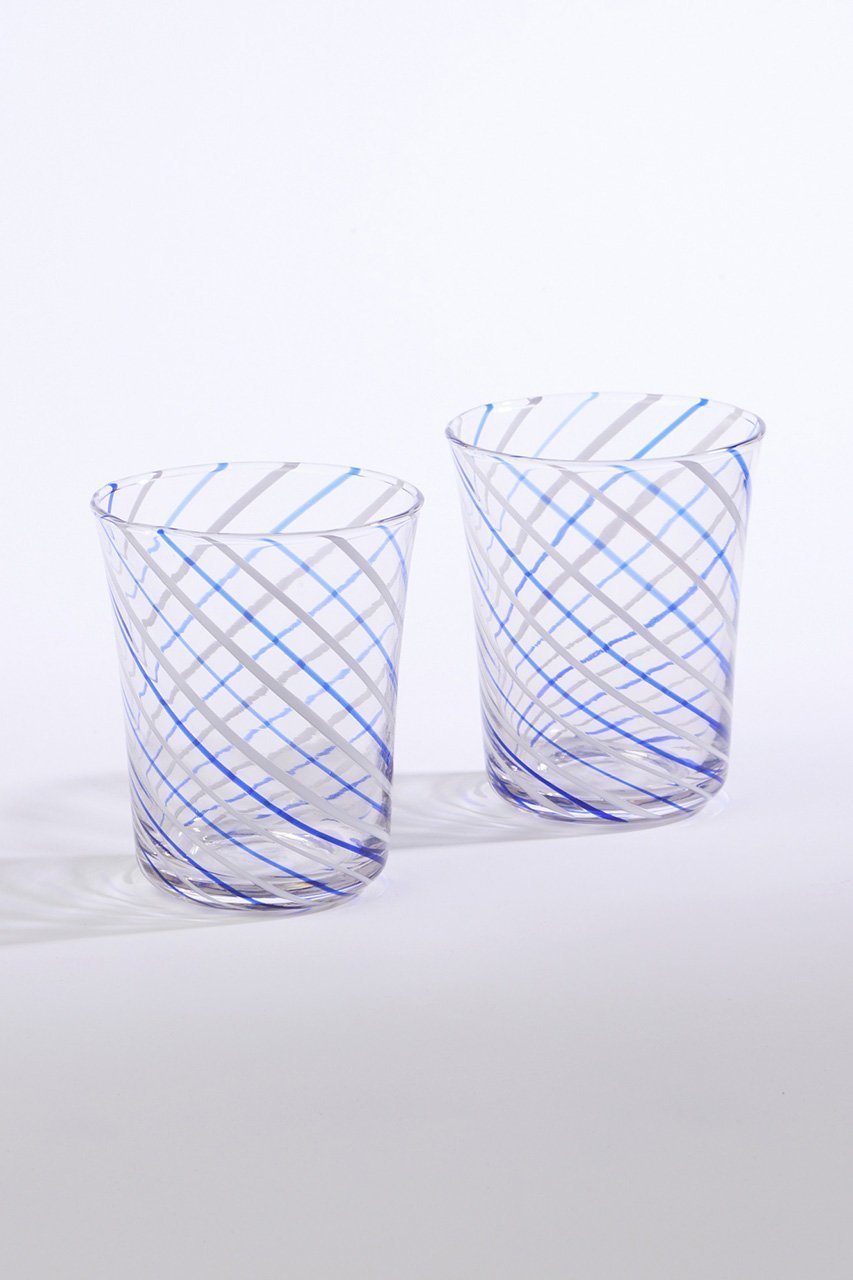 【スティルレーベン/STILLEBEN / GOODS】のConcave Twist グラス 2個セット インテリア・キッズ・メンズ・レディースファッション・服の通販 founy(ファニー) 　エレガント 上品　Elegant　ガラス　Glass, Glassware　クリスタル　Crystal, Swarovski　グラス　Glass, Eyewear　グラフィック　Graphic, Graphic Design　コレクション　Collection, Seasonal Line　ストライプ　Stripe, Striped Pattern　テーブル　Table, Dining Table　人気　Popular, Best Seller　ハンド　Hand, Handmade　卒業式　Graduation Ceremony　クリアブルー|ID: prp329100004959460 ipo3291000000037209664