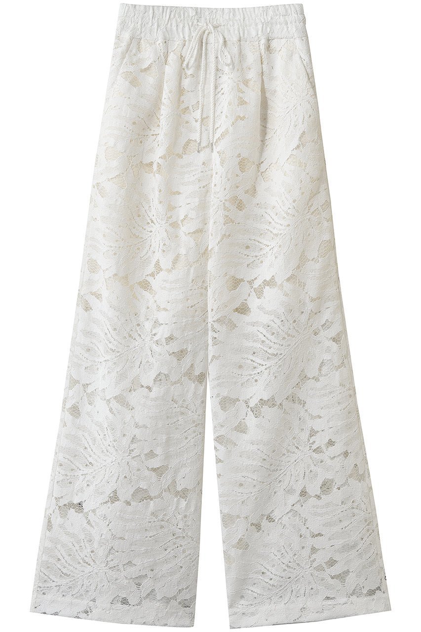 【サクラ/SACRA】のリーフラッセルレースパンツ インテリア・キッズ・メンズ・レディースファッション・服の通販 founy(ファニー) 　ファッション　Fashion　レディースファッション　Fashion for Women　パンツ　Pants & Trousers　シアー　Sheer, See-Through　シンプル　Simple, Minimal　ボトム　Bottoms, Lower Wear　モチーフ　Motif, Design Theme　ラッセル　Raschel, Raschel Lace　リーフ　Leaf, Botanical Leaf　レース　Lace, Lace Fabric　ワイド　Wide, Wide Fit　エレガント 上品　Elegant　新作・新入荷　New Arrivals / New In　オフホワイト|ID: prp329100004960058 ipo3291000000037214076