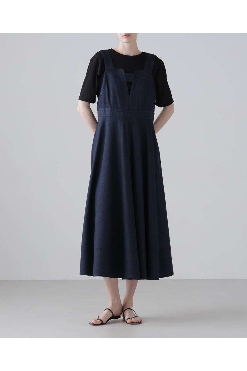 【アドーア/ADORE】のハイブリッドデニムワンピース インテリア・キッズ・メンズ・レディースファッション・服の通販 founy(ファニー) 　ファッション　Fashion　レディースファッション　Fashion for Women　ワンピース　Dresses　チュニック　Tunic Tops & Dresses　カッティング　Cutting Detail　チュニック　Tunic, Long Top　ツイル　Twist, Twisted Detail　デニム　Denim, Jeans Material　フィット　Fit, Slim Fit　フレア　Flare, Flared　ラップ　Wrap, Wrap Design　ロング　Long, Long-Length　ワーク　Workwear, Utility Style　エレガント 上品　Elegant　夏　Summer　ネイビー|ID: prp329100004960069 ipo3291000000037214144