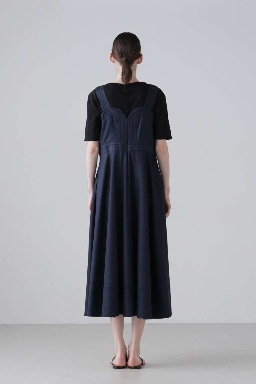 【アドーア/ADORE】のハイブリッドデニムワンピース 人気、トレンドファッション・服の通販 founy(ファニー) 　ファッション　Fashion　レディースファッション　Fashion for Women　ワンピース　Dresses　チュニック　Tunic Tops & Dresses　カッティング　Cutting Detail　チュニック　Tunic, Long Top　ツイル　Twist, Twisted Detail　デニム　Denim, Jeans Material　フィット　Fit, Slim Fit　フレア　Flare, Flared　ラップ　Wrap, Wrap Design　ロング　Long, Long-Length　ワーク　Workwear, Utility Style　エレガント 上品　Elegant　夏　Summer　other-4|ID: prp329100004960069 ipo3291000000037214147