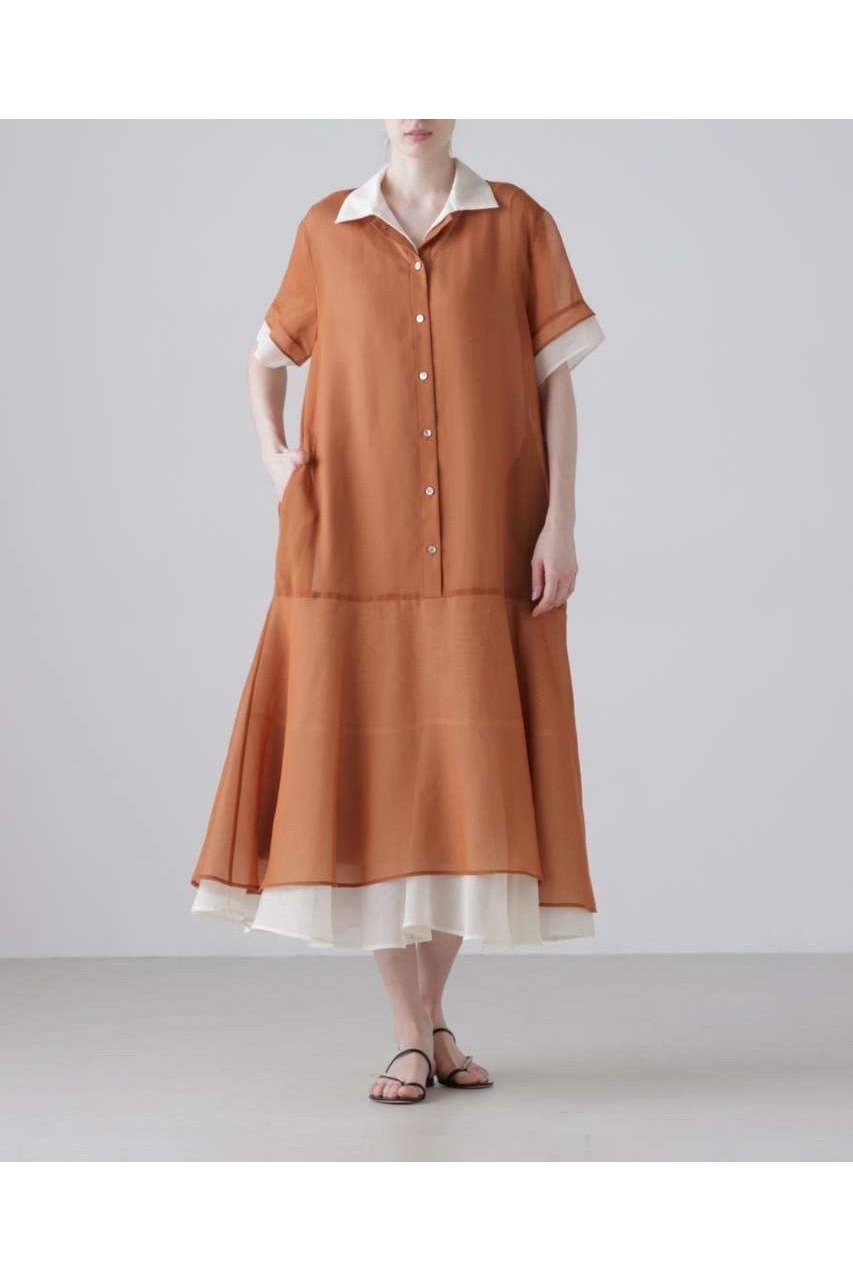 【アドーア/ADORE】のソフトオーガンジーワンピース インテリア・キッズ・メンズ・レディースファッション・服の通販 founy(ファニー) 　ファッション　Fashion　レディースファッション　Fashion for Women　ワンピース　Dresses　チュニック　Tunic Tops & Dresses　チュニック　Tunic, Long Top　ロング　Long, Long-Length　新作・新入荷　New Arrivals / New In　ブラウン|ID: prp329100004960071 ipo3291000000037214163