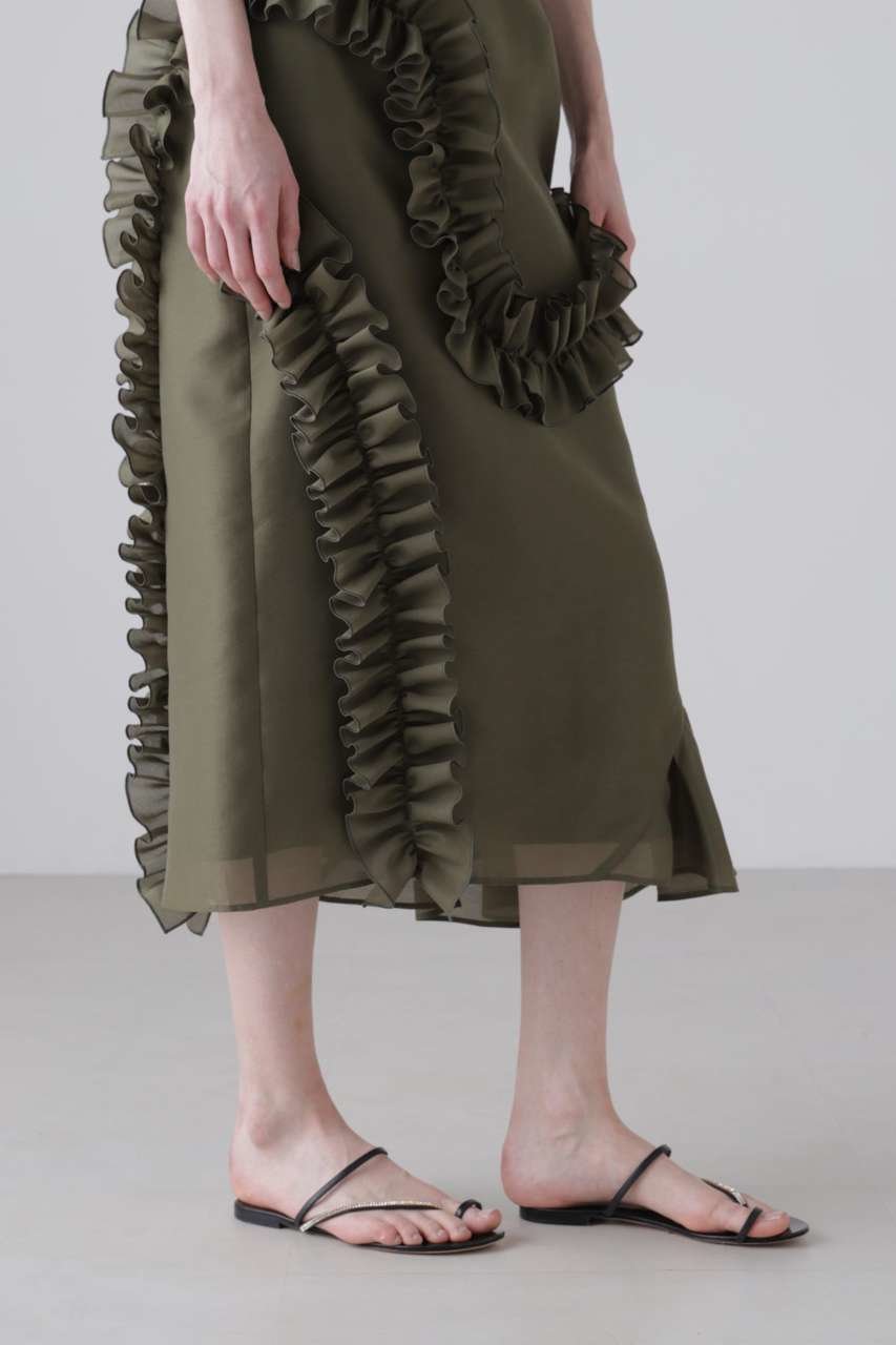 【アドーア/ADORE】のドライタッチオーガンスカート 人気、トレンドファッション・服の通販 founy(ファニー) 　ファッション　Fashion　レディースファッション　Fashion for Women　スカート　Skirts　ロングスカート　Long Skirts / Maxi & Midi Skirts　アシンメトリー　Asymmetrical Style　オーガンジー　Organza Fabric　フリル　Frill, Ruffle　ミックス　Mix, Mixed Style　ロング　Long, Long-Length　新作・新入荷　New Arrivals / New In　other-7|ID: prp329100004960075 ipo3291000000037214219