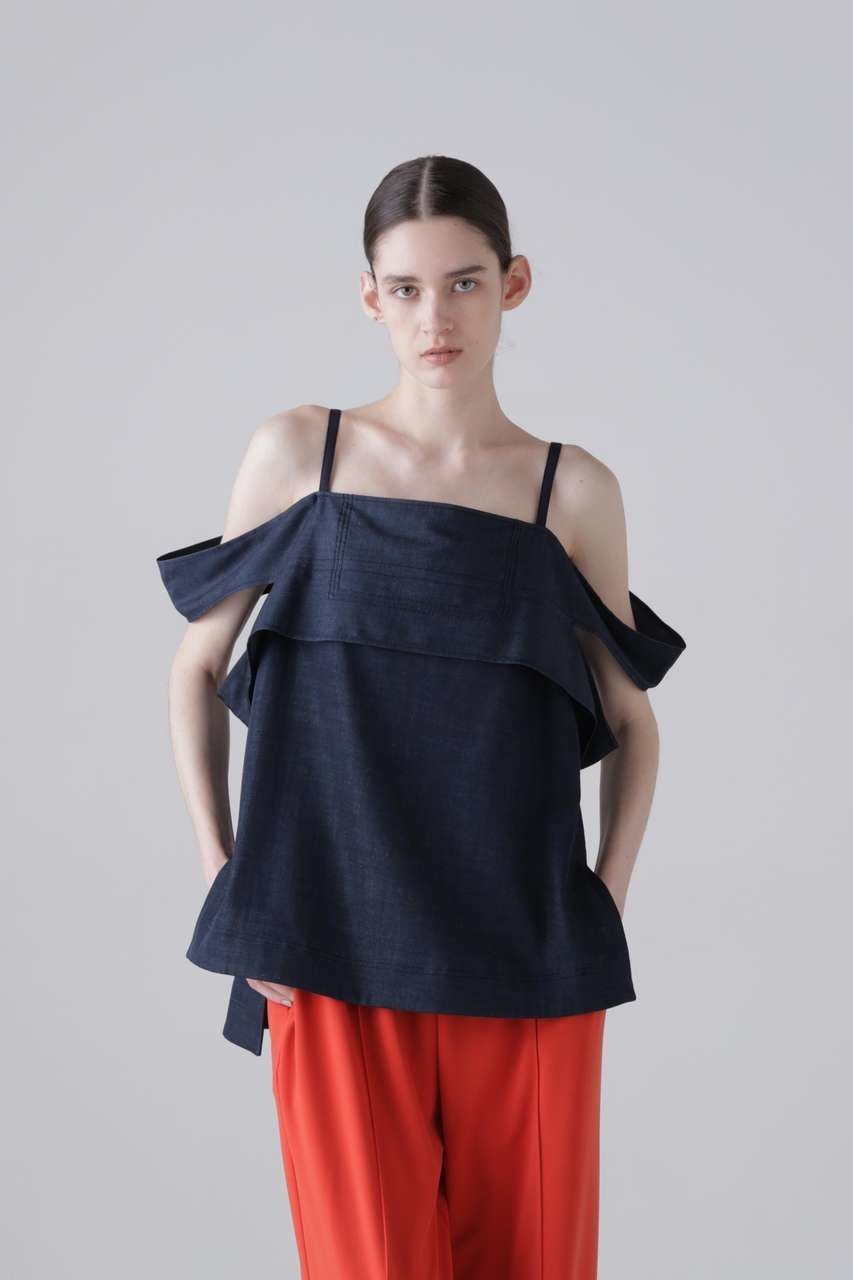 【アドーア/ADORE】のハイブリッドデニムブラウス インテリア・キッズ・メンズ・レディースファッション・服の通販 founy(ファニー) 　ファッション　Fashion　レディースファッション　Fashion for Women　トップス・カットソー　Cut & Sew Tops　キャミソール&ノースリーブ　Camisoles & Sleeveless Tops　シャツ・ブラウス・オフィスカジュアル　Elegant Blouses & Button-Ups　おすすめ　Recommended / Our Picks　キャミ　Camisole, Cami Top　ストレート　Straight, Straight Cut　セットアップ　Set-Up, Coordinated Outfit　ツイル　Twist, Twisted Detail　デニム　Denim, Jeans Material　ノースリーブ　Sleeveless, No-Sleeve　エレガント 上品　Elegant　夏　Summer　新作・新入荷　New Arrivals / New In　ネイビー|ID: prp329100004960080 ipo3291000000037214258