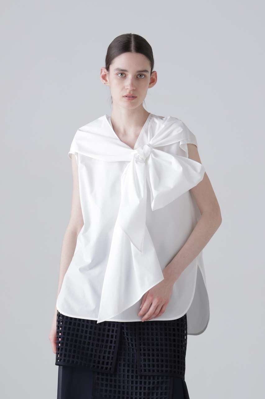 【アドーア/ADORE】のソフトストレッチブラウス インテリア・キッズ・メンズ・レディースファッション・服の通販 founy(ファニー) 　ファッション　Fashion　レディースファッション　Fashion for Women　トップス・カットソー　Cut & Sew Tops　シャツ・ブラウス・オフィスカジュアル　Elegant Blouses & Button-Ups　エレガント 上品　Elegant　コンパクト　Compact, Small Size　ショート　Short, Short Length　ストレッチ　Stretch, Stretchy Fabric　スリーブ　Sleeve, Long Sleeve / Short Sleeve　セットアップ　Set-Up, Coordinated Outfit　リボン　Ribbon, Bow　新作・新入荷　New Arrivals / New In　ホワイト|ID: prp329100004960082 ipo3291000000037214276