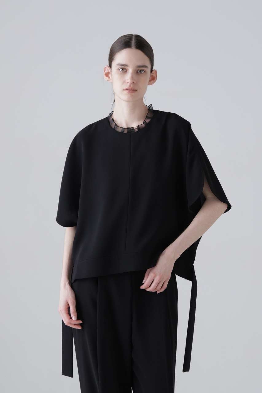 【アドーア/ADORE】のドライタッチジョーゼットブラウス 人気、トレンドファッション・服の通販 founy(ファニー) 　ファッション　Fashion　レディースファッション　Fashion for Women　トップス・カットソー　Cut & Sew Tops　シャツ・ブラウス・オフィスカジュアル　Elegant Blouses & Button-Ups　おすすめ　Recommended / Our Picks　ショート　Short, Short Length　スリーブ　Sleeve, Long Sleeve / Short Sleeve　セットアップ　Set-Up, Coordinated Outfit　ドレープ　Drape, Draping Fabric　ラッフル　Ruffle, Frill　新作・新入荷　New Arrivals / New In　 other-1|ID: prp329100004960083 ipo3291000000037214283