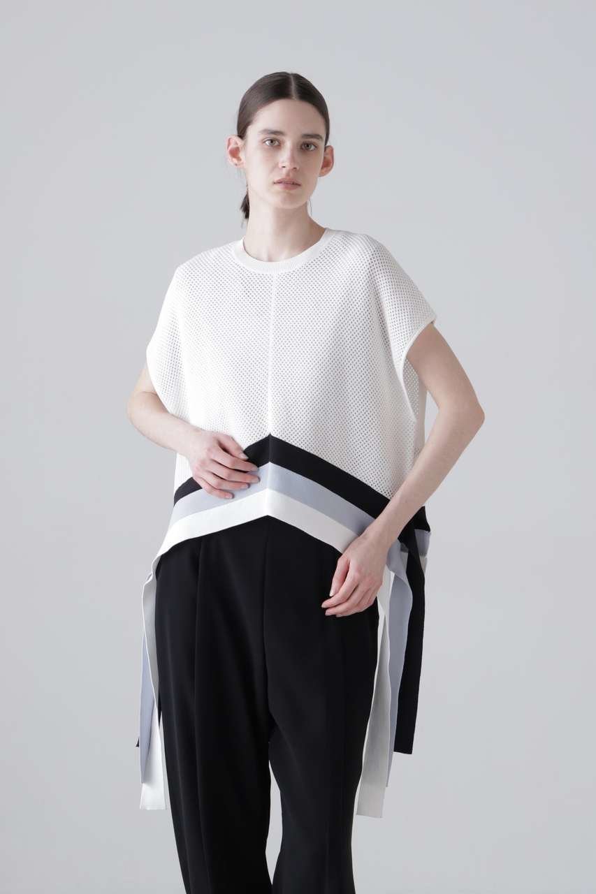 【アドーア/ADORE】のメッシュラインニット インテリア・キッズ・メンズ・レディースファッション・服の通販 founy(ファニー) 　ファッション　Fashion　レディースファッション　Fashion for Women　トップス・カットソー　Cut & Sew Tops　ニット　Knit Tops & Sweaters　カジュアルプルオーバー・ニットトップス　Pullovers & Knit Tops / Casual Pullovers　おすすめ　Recommended / Our Picks　セットアップ　Set-Up, Coordinated Outfit　フリンジ　Fringe, Tassel　メッシュ　Mesh, Net Fabric　新作・新入荷　New Arrivals / New In　ホワイト|ID: prp329100004960093 ipo3291000000037214357