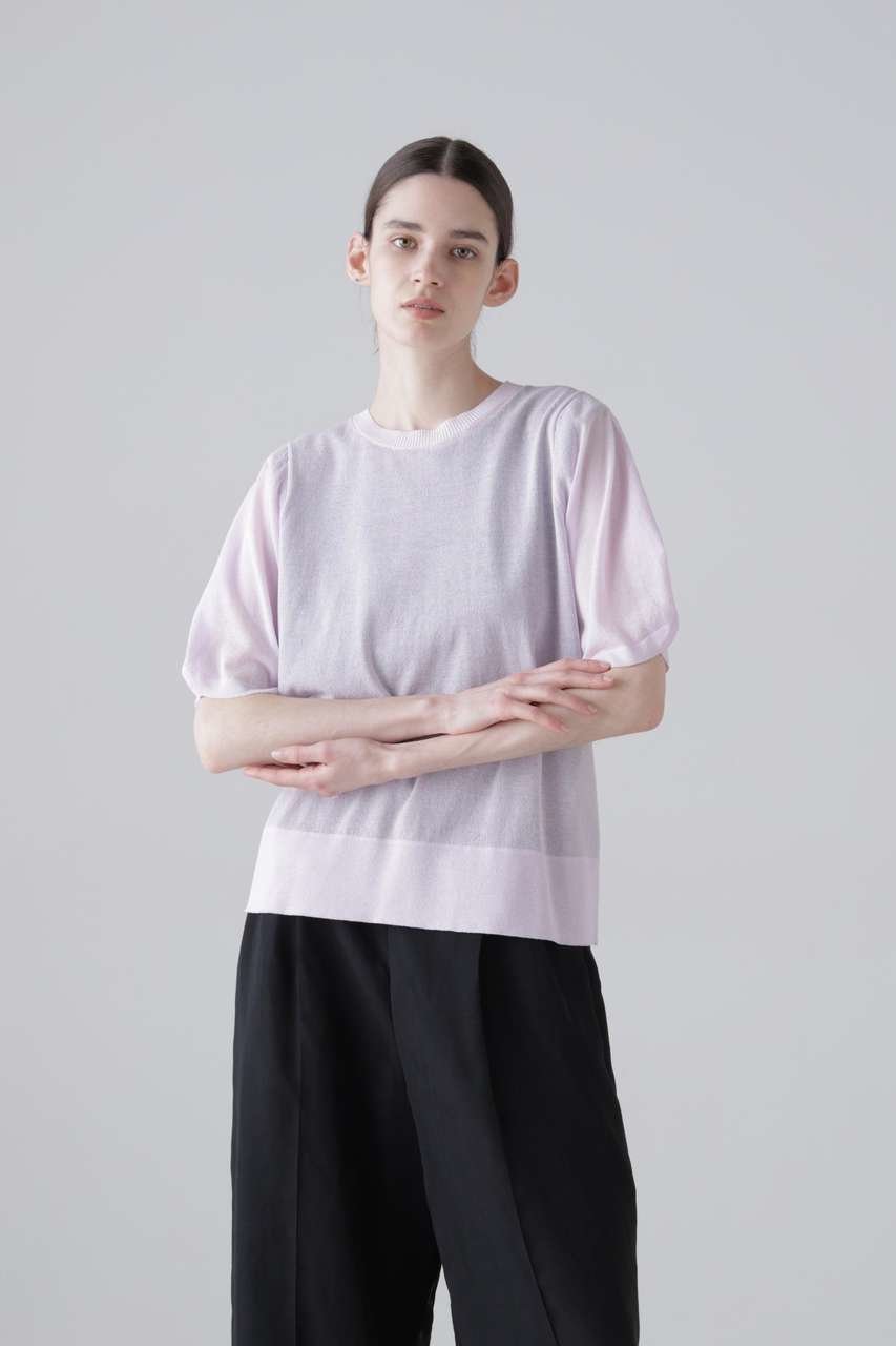 【アドーア/ADORE】のドライタッチコットンニット 人気、トレンドファッション・服の通販 founy(ファニー) 　ファッション　Fashion　レディースファッション　Fashion for Women　トップス・カットソー　Cut & Sew Tops　ニット　Knit Tops & Sweaters　カジュアルプルオーバー・ニットトップス　Pullovers & Knit Tops / Casual Pullovers　スリーブ　Sleeve, Long Sleeve / Short Sleeve　リボン　Ribbon, Bow　半袖　Short Sleeve, Half Sleeve　新作・新入荷　New Arrivals / New In　other-3|ID: prp329100004960094 ipo3291000000037214367