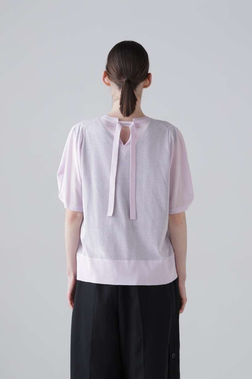 【アドーア/ADORE】のドライタッチコットンニット 人気、トレンドファッション・服の通販 founy(ファニー) 　ファッション　Fashion　レディースファッション　Fashion for Women　トップス・カットソー　Cut & Sew Tops　ニット　Knit Tops & Sweaters　カジュアルプルオーバー・ニットトップス　Pullovers & Knit Tops / Casual Pullovers　スリーブ　Sleeve, Long Sleeve / Short Sleeve　リボン　Ribbon, Bow　半袖　Short Sleeve, Half Sleeve　新作・新入荷　New Arrivals / New In　other-5|ID: prp329100004960094 ipo3291000000037214369