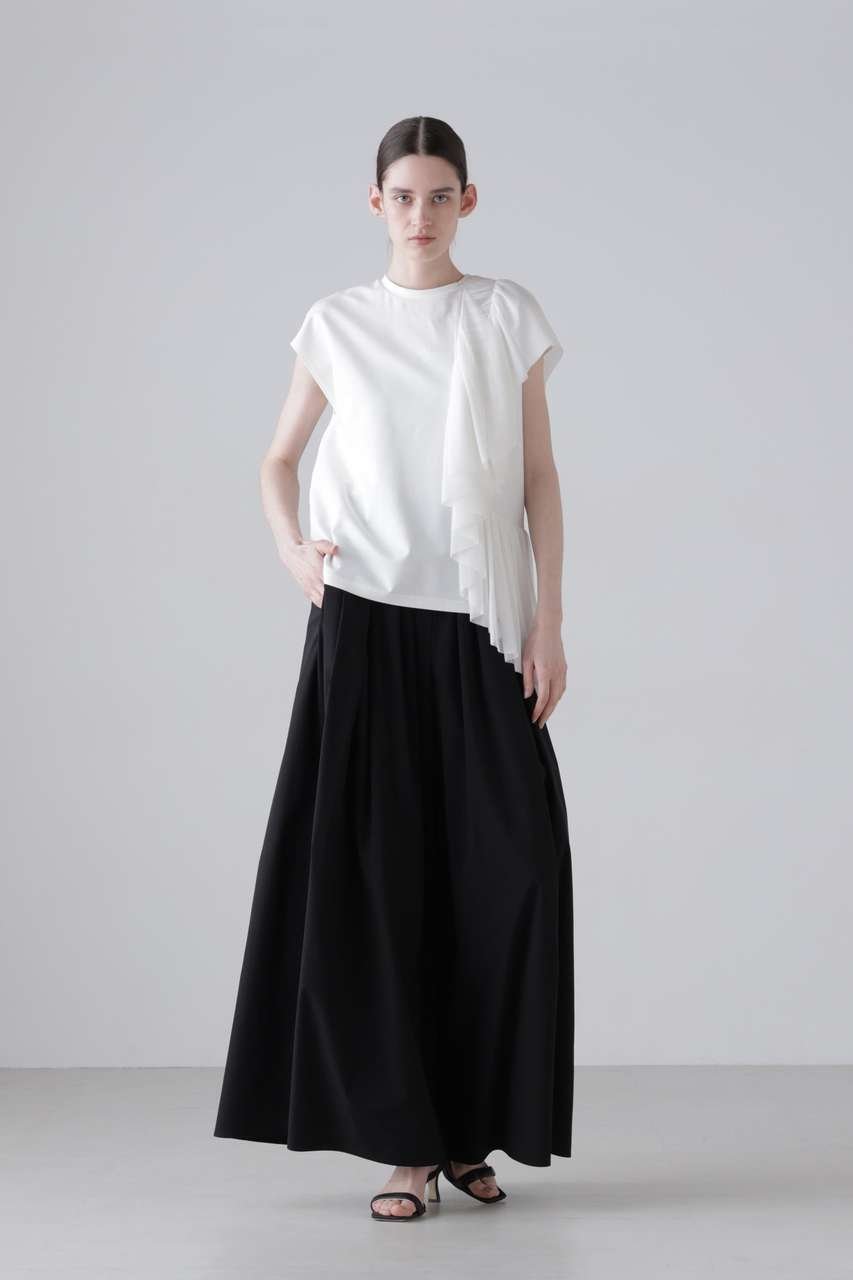 【アドーア/ADORE】のチュールジャージー 人気、トレンドファッション・服の通販 founy(ファニー) 　ファッション　Fashion　レディースファッション　Fashion for Women　トップス・カットソー　Cut & Sew Tops　シャツ・ブラウス・オフィスカジュアル　Elegant Blouses & Button-Ups　ロングTシャツ・Tシャツ　Longline T-Shirts & Tees　カットソー・ベーシックTシャツ　Cut-and-Sewn Tops / Stretch Tees & Basics　アシンメトリー　Asymmetrical Style　カットソー　Cut and Sewn Top　ギャザー　Gathered, Ruffled　ショート　Short, Short Length　ストレッチ　Stretch, Stretchy Fabric　スリーブ　Sleeve, Long Sleeve / Short Sleeve　チュール　Tulip, Tulip Motif　フリル　Frill, Ruffle　ラッフル　Ruffle, Frill　新作・新入荷　New Arrivals / New In　other-2|ID: prp329100004960096 ipo3291000000037214384