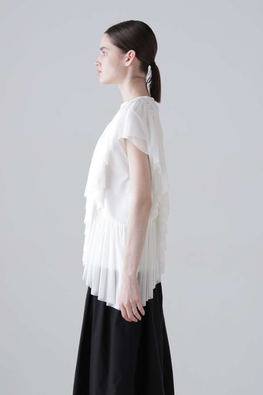 【アドーア/ADORE】のチュールジャージー 人気、トレンドファッション・服の通販 founy(ファニー) 　ファッション　Fashion　レディースファッション　Fashion for Women　トップス・カットソー　Cut & Sew Tops　シャツ・ブラウス・オフィスカジュアル　Elegant Blouses & Button-Ups　ロングTシャツ・Tシャツ　Longline T-Shirts & Tees　カットソー・ベーシックTシャツ　Cut-and-Sewn Tops / Stretch Tees & Basics　アシンメトリー　Asymmetrical Style　カットソー　Cut and Sewn Top　ギャザー　Gathered, Ruffled　ショート　Short, Short Length　ストレッチ　Stretch, Stretchy Fabric　スリーブ　Sleeve, Long Sleeve / Short Sleeve　チュール　Tulip, Tulip Motif　フリル　Frill, Ruffle　ラッフル　Ruffle, Frill　新作・新入荷　New Arrivals / New In　other-3|ID: prp329100004960096 ipo3291000000037214385