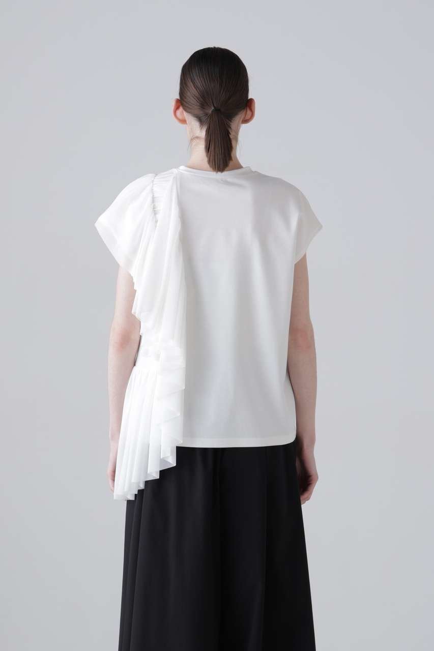 【アドーア/ADORE】のチュールジャージー 人気、トレンドファッション・服の通販 founy(ファニー) 　ファッション　Fashion　レディースファッション　Fashion for Women　トップス・カットソー　Cut & Sew Tops　シャツ・ブラウス・オフィスカジュアル　Elegant Blouses & Button-Ups　ロングTシャツ・Tシャツ　Longline T-Shirts & Tees　カットソー・ベーシックTシャツ　Cut-and-Sewn Tops / Stretch Tees & Basics　アシンメトリー　Asymmetrical Style　カットソー　Cut and Sewn Top　ギャザー　Gathered, Ruffled　ショート　Short, Short Length　ストレッチ　Stretch, Stretchy Fabric　スリーブ　Sleeve, Long Sleeve / Short Sleeve　チュール　Tulip, Tulip Motif　フリル　Frill, Ruffle　ラッフル　Ruffle, Frill　新作・新入荷　New Arrivals / New In　other-4|ID: prp329100004960096 ipo3291000000037214386