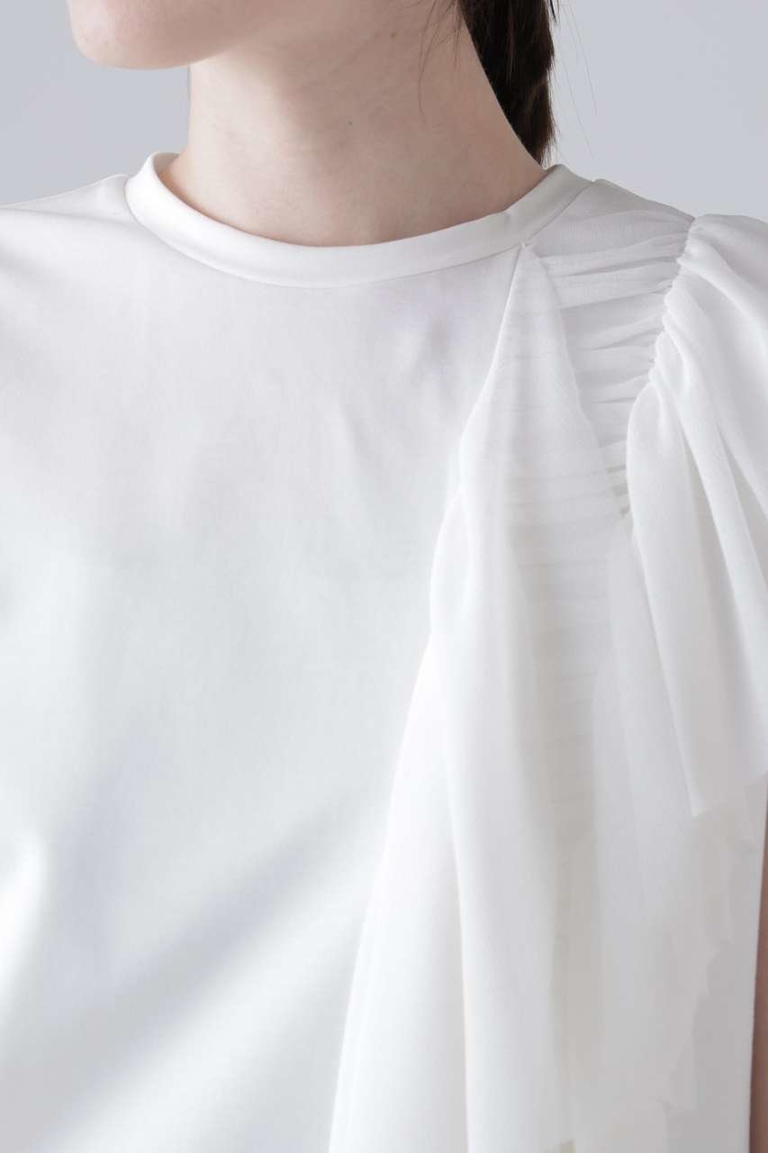 【アドーア/ADORE】のチュールジャージー 人気、トレンドファッション・服の通販 founy(ファニー) 　ファッション　Fashion　レディースファッション　Fashion for Women　トップス・カットソー　Cut & Sew Tops　シャツ・ブラウス・オフィスカジュアル　Elegant Blouses & Button-Ups　ロングTシャツ・Tシャツ　Longline T-Shirts & Tees　カットソー・ベーシックTシャツ　Cut-and-Sewn Tops / Stretch Tees & Basics　アシンメトリー　Asymmetrical Style　カットソー　Cut and Sewn Top　ギャザー　Gathered, Ruffled　ショート　Short, Short Length　ストレッチ　Stretch, Stretchy Fabric　スリーブ　Sleeve, Long Sleeve / Short Sleeve　チュール　Tulip, Tulip Motif　フリル　Frill, Ruffle　ラッフル　Ruffle, Frill　新作・新入荷　New Arrivals / New In　other-5|ID: prp329100004960096 ipo3291000000037214387