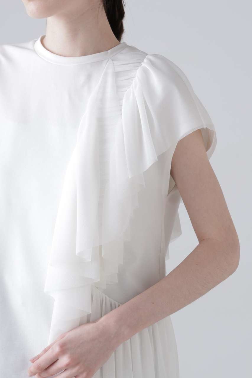 【アドーア/ADORE】のチュールジャージー 人気、トレンドファッション・服の通販 founy(ファニー) 　ファッション　Fashion　レディースファッション　Fashion for Women　トップス・カットソー　Cut & Sew Tops　シャツ・ブラウス・オフィスカジュアル　Elegant Blouses & Button-Ups　ロングTシャツ・Tシャツ　Longline T-Shirts & Tees　カットソー・ベーシックTシャツ　Cut-and-Sewn Tops / Stretch Tees & Basics　アシンメトリー　Asymmetrical Style　カットソー　Cut and Sewn Top　ギャザー　Gathered, Ruffled　ショート　Short, Short Length　ストレッチ　Stretch, Stretchy Fabric　スリーブ　Sleeve, Long Sleeve / Short Sleeve　チュール　Tulip, Tulip Motif　フリル　Frill, Ruffle　ラッフル　Ruffle, Frill　新作・新入荷　New Arrivals / New In　other-6|ID: prp329100004960096 ipo3291000000037214388